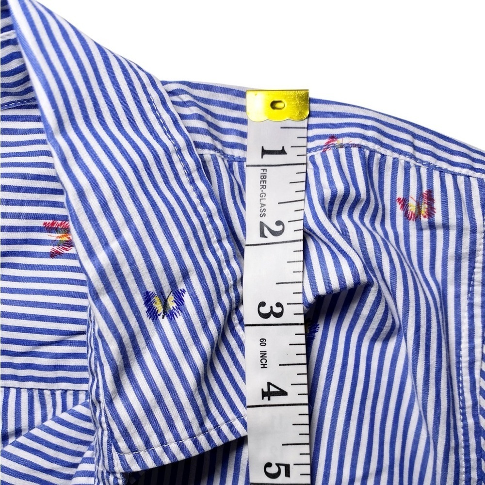 Talbots Blue and White Striped Button Down Long Sleeve Shirt - Picture 11 of 12